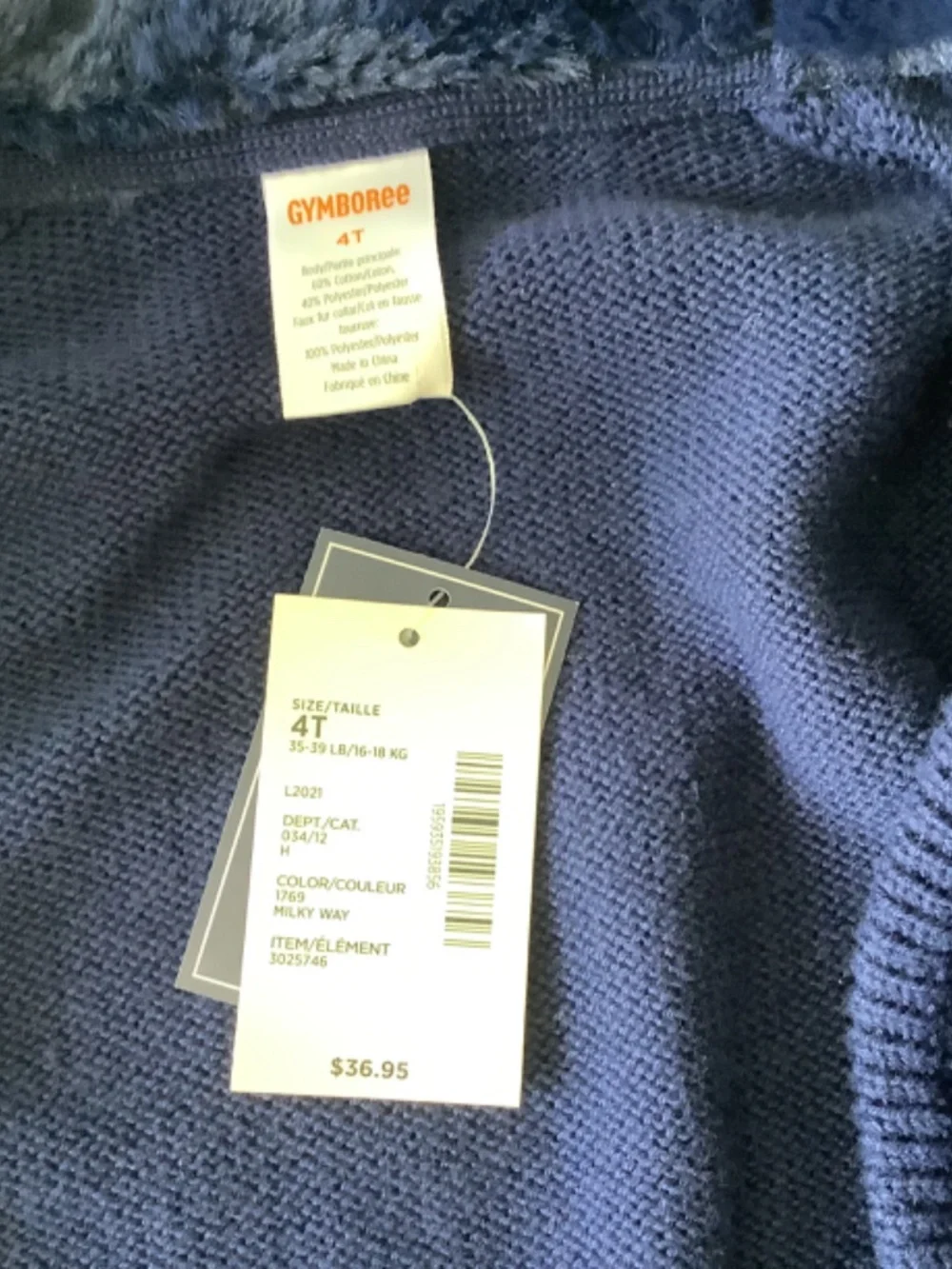 NWT Gymboree Girls Size 4T Navy Blue Crop Faux Fur Collar Cardigan Sweater Fairy